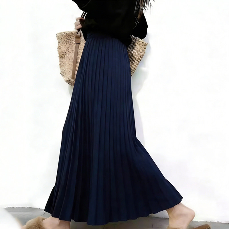 欧货高端定制藏蓝色毛呢大码半身裙女2026早春新款轻熟百褶大摆裙,女装/女士精品,大码半身裙,淘宝优惠券,粉丝福利购,淘宝优惠卷