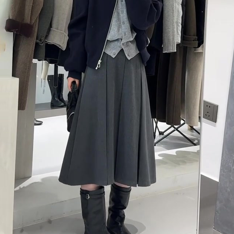 欧货高端定制灰色大码减龄半身裙