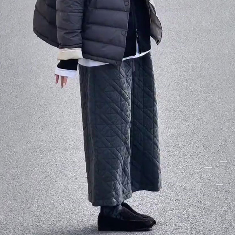 欧货高端定制灰色大码阔腿棉裤女