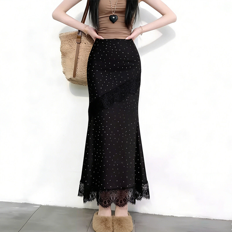 欧货高端定制黑色波点大码半身裙女2026早春新款蕾丝轻熟风鱼尾裙,女装/女士精品,大码半身裙,淘宝优惠券,粉丝福利购,淘宝优惠卷