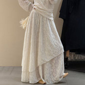 新款 欧货高端白色蕾丝大码 宽松半身裙2026春季 气质优雅定制长裙子