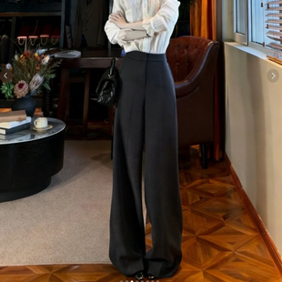 阔腿裤 裤 女2025冬季 加厚垂顺感西装 新款 欧货高端定制黑色高腰大码
