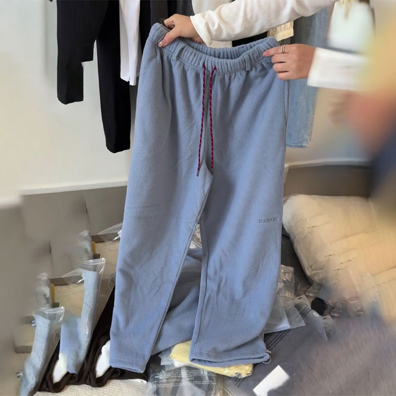 欧货高端定制蓝紫色大码阔腿裤女