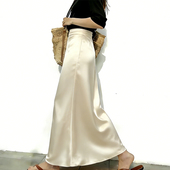 欧货高端定制米白色电脑大码 半身裙女2026早春新款 轻奢风大摆裙子