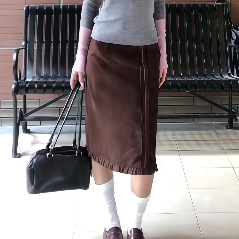 欧货高端定制棕色大码半身裙女