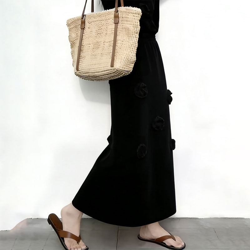 定制黑色立体装饰大码半身裙女