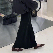 新款 欧货定制气质黑色大码 高腰A字半身裙女2026春季 高级感长裙子