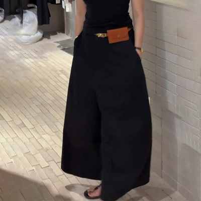 洋气时尚黑色宽松阔腿裤冬季新款