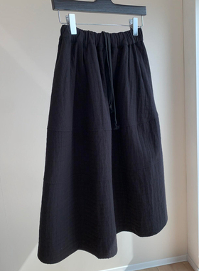 欧货高端定制藏蓝色大码半身裙女2025冬季新款加厚减龄压褶花苞裙