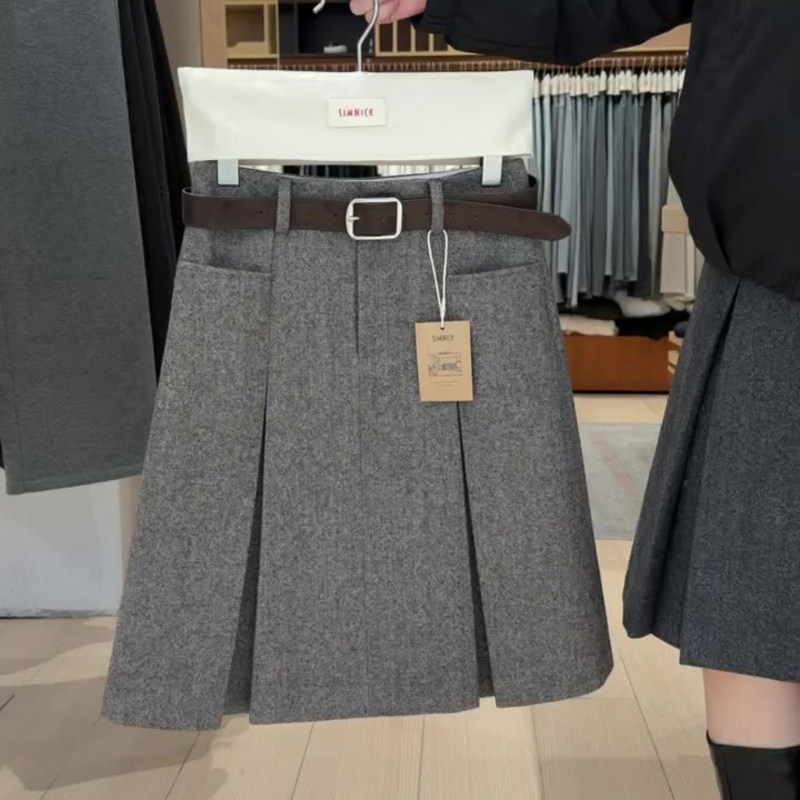 欧货高端定制灰色毛呢大码半身裙女2025冬季新款加厚减龄百褶裙子,女装/女士精品,大码半身裙,淘宝优惠券,粉丝福利购,淘宝优惠卷