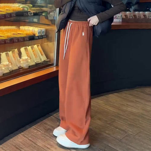 欧货高端定制橘色毛呢大码阔腿裤