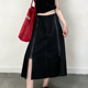 半身裙女2026早春新款 欧货高端定制黑色拉链装 饰大码 小众A字裙子