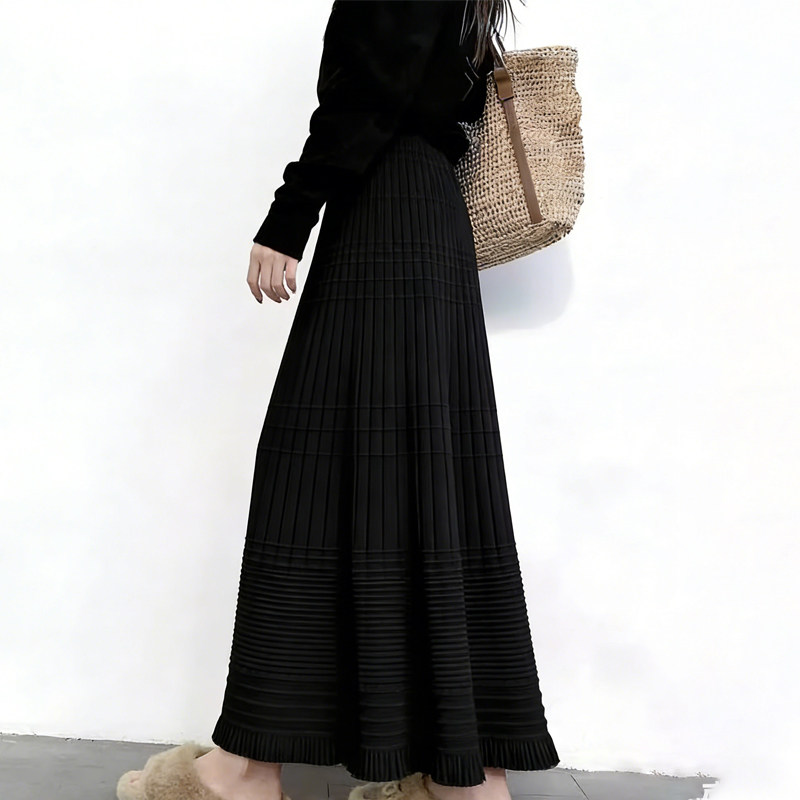 欧货高端定制黑色毛呢大码半身裙女2026早春新款简约轻熟风百褶裙,女装/女士精品,大码半身裙,淘宝优惠券,粉丝福利购,淘宝优惠卷