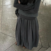 新款 欧货高端定制灰色大码 半身裙女2025冬季 加厚简约百搭花苞裙子