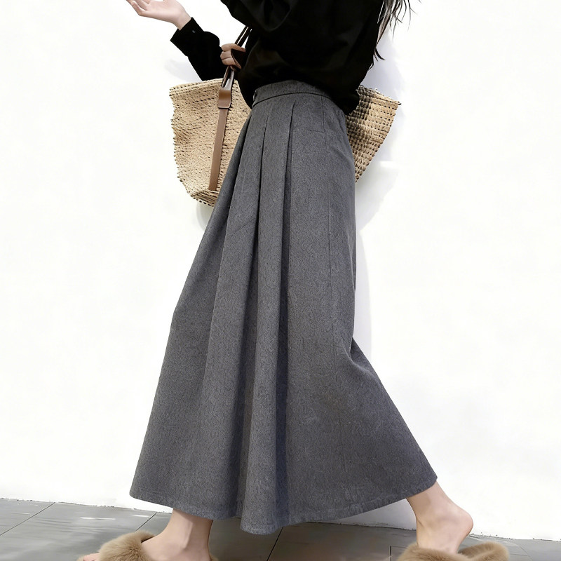 欧货高端定制灰色毛呢大码半身裙