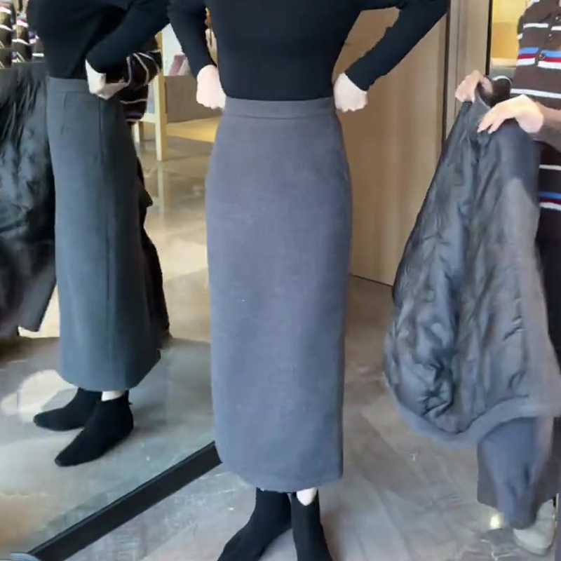 欧货高端定制灰色毛呢大码半身裙