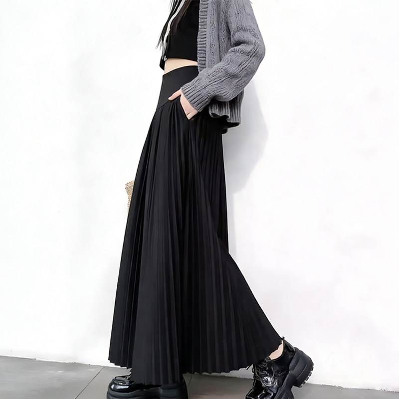 欧货高端定制黑色大码半身裙女2026早春新款高腰垂感轻熟风琴裙子,女装/女士精品,大码半身裙,淘宝优惠券,粉丝福利购,淘宝优惠卷