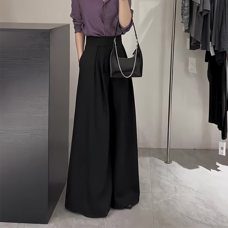 欧货正品黑色宽松时尚大码阔腿裤