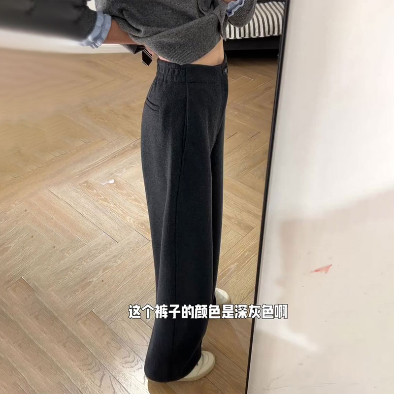 欧货高端定制深灰色大码阔腿裤女