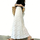 欧货高端定制白色立体花纹大码 半身裙女2026春夏新款 轻熟风大摆裙