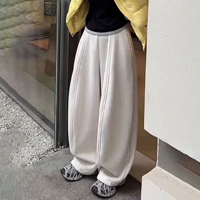 欧货高端定制白色毛呢大码阔腿裤