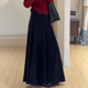 新款 欧货高端定制藏蓝色大码 半身裙女2025冬季 加厚轻熟风大摆裙子