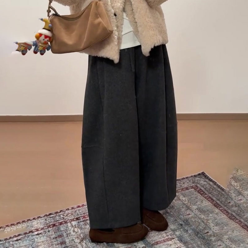 欧货高端定制深灰色大码阔腿裤女