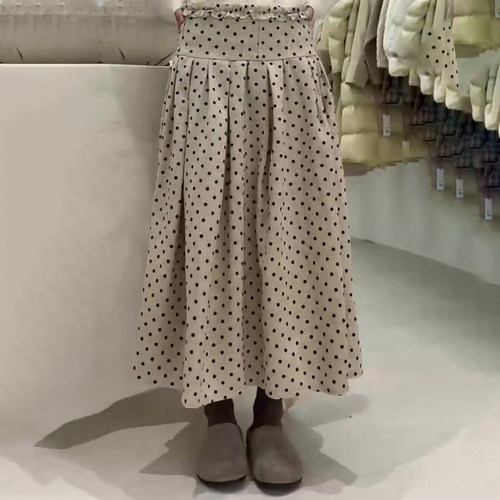 欧货高端定制米色大码波点半身裙