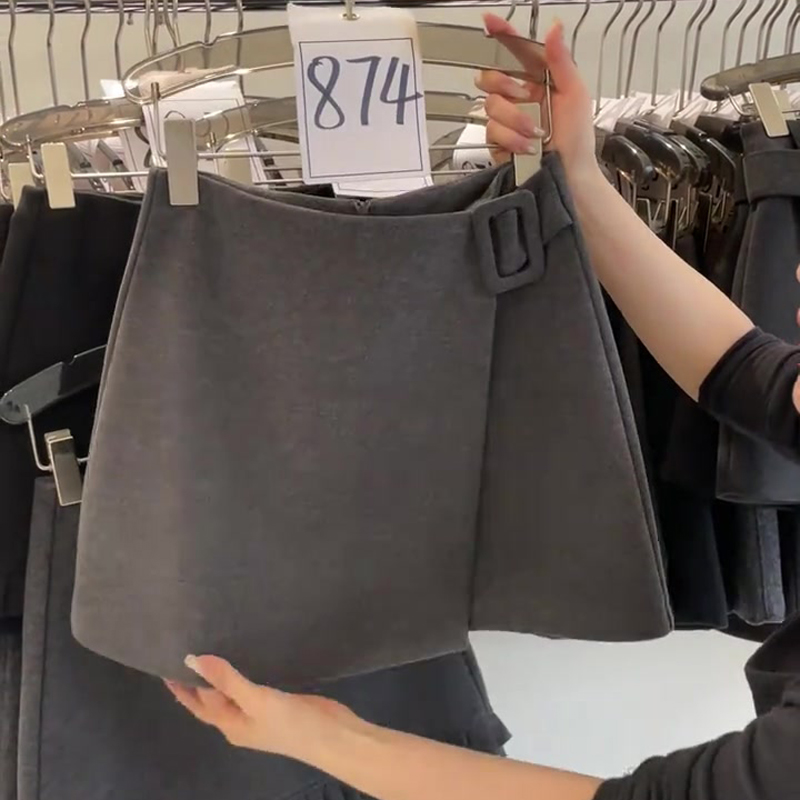 欧货高端定制灰色毛呢大码半身裙