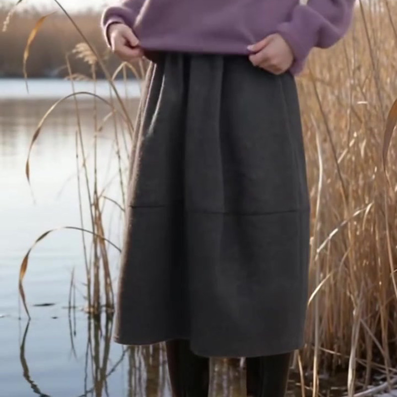 欧货高端定制灰色毛呢大码半身裙