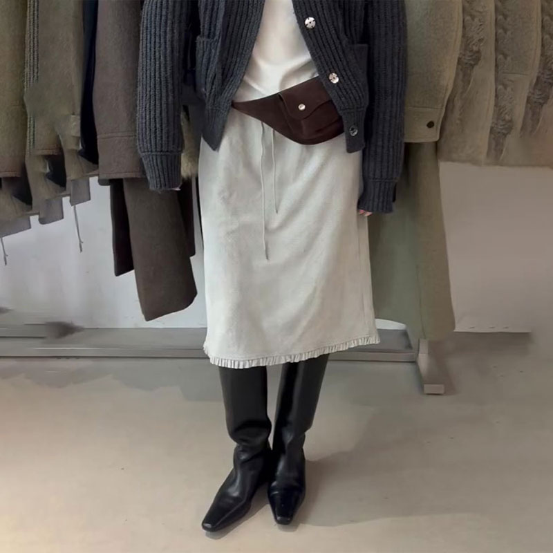 欧货高端定制浅灰色大码半身裙女