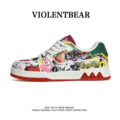 VIOLENTBEAR/暴力熊涂鸦潮鞋男女情侣款轻奢时尚休闲板鞋99888