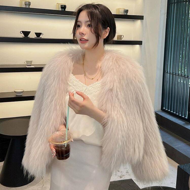 加密加厚双面编织貉子毛皮草外套女2025秋冬网红毛毛大衣短款镂空,女装/女士精品,皮草,淘宝优惠券,粉丝福利购,淘宝优惠卷