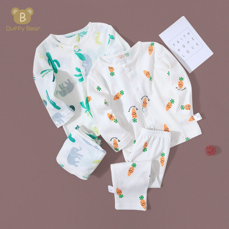 宝宝空调服儿童睡衣初生婴儿衣服内衣套装纯棉薄款长袖夏装分体