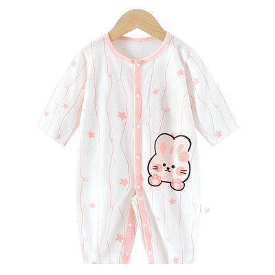 婴儿夏季长袖薄款空调服连体衣