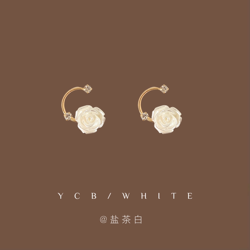 春日游园会法式玫瑰耳钉925