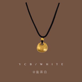 「小胖墩」简约百搭金色福袋项链锁骨链小众设计感个性卫衣链颈链