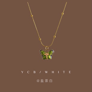 「庄周梦蝶」新中式油画蝴蝶项链小众设计感锁骨链个性颈链卫衣链