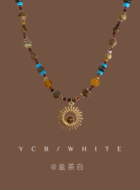「爱乐之城」气质中古串珠项链小众设计感锁骨链毛衣链高级感颈链