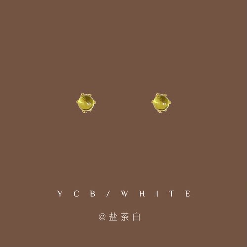 「琉璃月」简约小巧气质百搭绿色清透耳钉小众设计感精致个性耳环