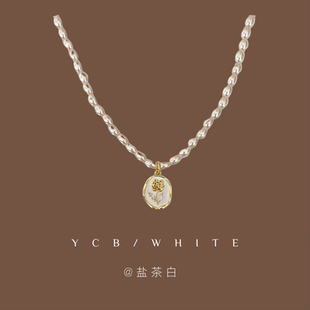 「限定浪漫」法式复古轻奢玫瑰珍珠项链小众气质高级感锁骨链颈链