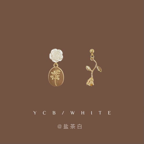 半岛玫瑰法式复古独特耳钉925
