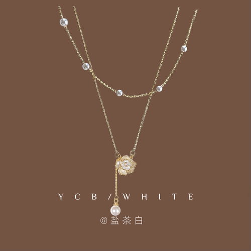 「月下山茶花」双层项链~