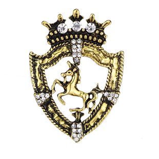 经典个性潮男西装皇冠胸针复古盾牌马徽章胸花发型师小别针扣配饰