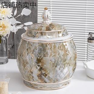 轻奢米缸陶瓷带盖家用10kg20斤防虫防潮密封储米箱面粉桶储物罐盒