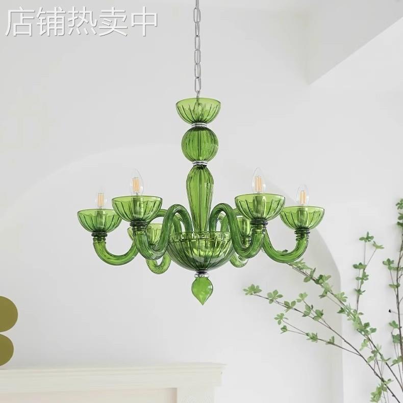 法式复古吊灯香槟色玻璃蜡烛灯美式轻奢客厅主灯创意卧室餐厅灯具