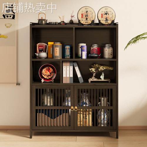 博古架新中式茶柜置物架茶具茶叶收纳架非实木茶室小型古董摆件架