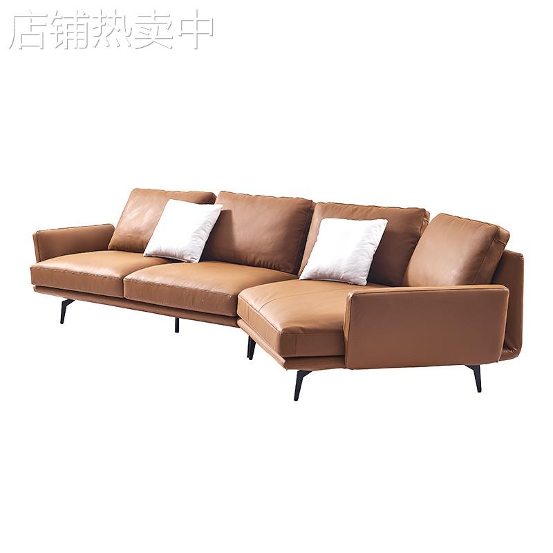沙发椅现代简约极简轻奢弧形贵妃转角皮艺沙发三人多人座位沙发