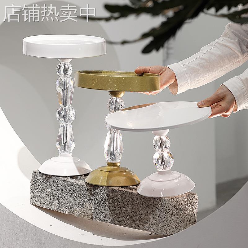 婚礼甜品台主蛋糕架 欧式铁艺高脚蛋糕盘 冷餐茶歇白色水晶点心架
