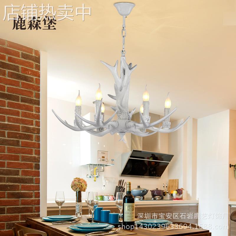 鹿角吊灯复古美式乡村创意客厅餐厅咖啡厅酒吧鹿角吊灯装饰吊灯